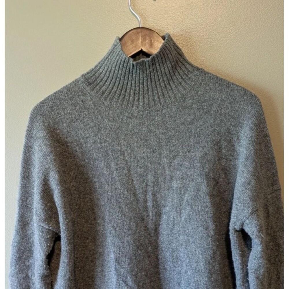 Boden Womens Small 100% Wool Mock Neck Sweater Gray High Low Ribbed Pullover S